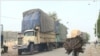 Trucks transporting goods are at a standstill in Kousseri, a town on Cameroon’s northern border with Chad, Apr. 25, 2021. (Moki Edwin Kindzeka/VOA)