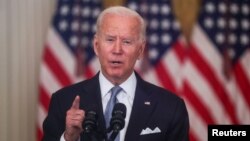 Joe Biden speaks about Afghanistan at the White House in Washington