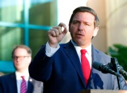 Florida Gov. Ron DeSantis speaks at the Broward County Sheriff's Office Fort Lauderdale headquarters, Jan. 11, 2019, in Fort Lauderdale, Florida.