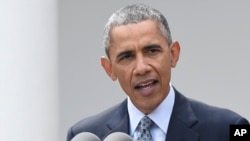 奥巴马4月2日在白宫玫瑰园谈伊核谈判取得突破。