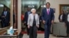 U.S. Treasury Secretary Janet Yellen walks with Zambia's President Hakainde Hichilema during their meeting at the State House in Lusaka, Zambia, Jan. 23, 2023. 
