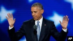 President Obama speaks to the loudly cheering audience
