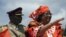 Malawi president Joyce Banda waves to the crowd gathered in Lilongwe for the official launch of her electoral presidential campaign, March 29, 2014 in Lilongwe. 