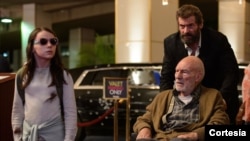 Laura (Dafne Keen), Charles (Patrick Stewart) and Logan (Hugh Jackman) in LOGAN. 