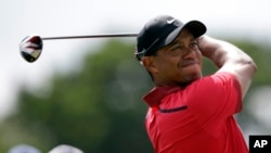 Tiger Woods dalam final turnamen golf Cadillac Championship di Florida, Maret 2014. 