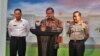 Sekretaris Kabinet Pramono Anung (tengah) saat memberikan keterangan pers di Kantor Presiden di Jakarta, Selasa 29/3 (VOA/Andylala).