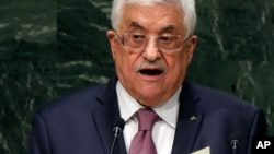 Mahmoud Abbas, président de la Palestine, s'exprimant lors de la 69ème session de l'Assemblée générale des Nations Unies, vendredi 26 septembre 2014.