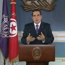 Zine el-Abidine Ben Ali making a speech on Tunisian TV earlier this month