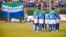 FILE - Sierra Leonean players huddle at their match against Niger at the national stadium, Freetown, June 2011.