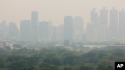 FILE - A thick layer of smog covers Lumpini Park in central Bangkok, Thailand, Thursday, Jan. 31, 2019.