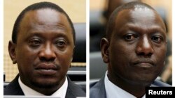 Presiden Kenya Uhuru Kenyatta (kiri) dan Wapres Kenya, William Ruto sama-sama didakwa oleh ICC dalam kasus kejahatan terhadap kemanusiaan di Kenya (foto: dok). 