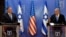 US Secretary of State Mike Pompeo, left, and Israeli Prime Minister Benjamin Netanyahu make a joint statement to the press after meeting in Jerusalem, on Aug. 24, 2020.
