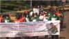 Marchers in Yaounde, Cameroon, on World Toilet Day, Nov. 19, 2020. (Moki Edwin Kindzeka/VOA)