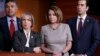 House Minority Leader Nancy Pelosi of California, center, joined by, from left, Rep. Tony Cardenas, D-Calif., Rep. Michelle Lujan Grisham, D-N.M., and Rep. Ruben Kihuen, D-Nev., speaks during a news conference on Capitol Hill, Feb. 16, 2017, after a closed-door briefing with acting director of Immigration and Customs Enforcement Thomas Homan. 