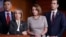 House Minority Leader Nancy Pelosi of California, center, joined by, from left, Rep. Tony Cardenas, D-Calif., Rep. Michelle Lujan Grisham, D-N.M., and Rep. Ruben Kihuen, D-Nev., speaks during a news conference on Capitol Hill, Feb. 16, 2017, after a closed-door briefing with acting director of Immigration and Customs Enforcement Thomas Homan. 