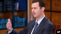 바사르 알 아사드 시리아 대통령이 25일 베네수엘라 국영 텔리수르 TV와 인터뷰를 갖고있다. 