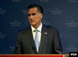 共和党总统侯选人罗姆尼在选战期间抨击中国(VOA视频截图)