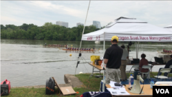 第18届华府龙舟赛2019年5月18日在华盛顿波多马克河举行（美国之音锺辰芳拍摄）