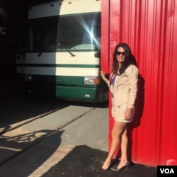Gigi Stetler, with one of her many RVs, at Planet RV in Florida, October 2015.