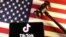 Illustration shows U.S., Chinese flags, TikTok logo and gavel