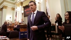 加州因种族优惠问题再掀修宪战。图为该州州长纽森2019年2月12日资料照(美联社)