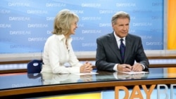 Left to right: Diane Keaton plays Colleen Peck and Harrison Ford plays Mike Pomeroy in Paramount Pictures’ MORNING GLORY