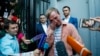 Prominent Russian investigative journalist Ivan Golunov, cries as he leaves a Investigative Committee building in Moscow, Russia, June 11, 2019. 
