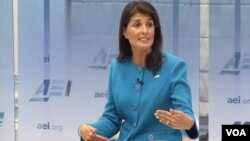 خانم هیلی در این سخنرانی گفت تحقیقات گسترده ای درباره تعهد پایبندی ایران به توافق هسته ای انجام داده است. 