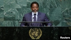 刚果民主共和国总统卡比拉在纽约联合国大会讲话。（2017年9月23日）