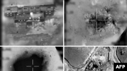 Montage de photos avec des images fournies par l’armée israélienne montre une vue aérienne d’un réacteur nucléaire syrien présumé lors du bombardement de 2007.