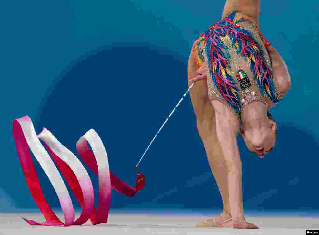 Talisa Torretti ITA competes during the Gymnastics Rhythmic Womens Rhythmic Individual All-Around at The America Pavilion, Youth Olympic Park during The Youth Olympic Games, Buenos Aires, Argentina, Oct. 16, 2018.