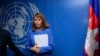 FILE PHOTO - U.N. Special Rapporteur on Human Rights in Cambodia Rhona Smith attends a press conference at her office in Phnom Penh, Cambodia, Thursday, May 9, 2019. (AP Photo/Heng Sinith)