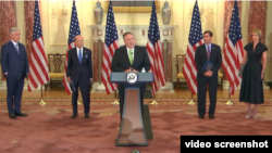 کنفرانس خبری مقامات ارشد دولت پرزیدنت ترامپ درباره بازگشت تحریم‌ها علیه جمهوری اسلامی