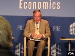 彼得森国际经济研究所资深研究员拉迪（美国之音莉雅拍摄）