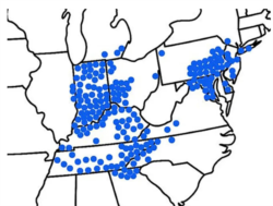 A Brood X cicada tracker map on CicadaSafari.com shows locations in the US where the bugs are appearing after 17 years of being underground. (Courtesy Cicada Safari/Gene Kritsky, Mount St. Joseph University, Cincinnati, Ohio)