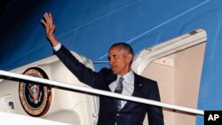 2016年11月14日美国总统奥巴马登上空军一号去访问希腊、德国等国。