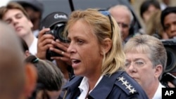Cathy Lanier, chef de la police de Washington, lors d'un point de presse