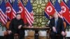 FILE - U.S. President Donald Trump and North Korea's leader Kim Jong Un meet during the second U.S.-North Korea summit at the Sofitel Legend Metropole hotel in Hanoi, Feb. 28, 2019.