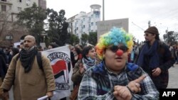 Rania Amdouni lors d'une manifestation.