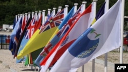 太平洋岛国论坛成员国的国旗。（法新社资料图）