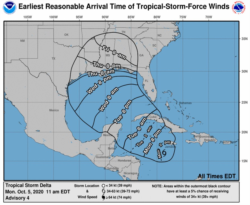 Prakiraan cuaca Badai Tropis Delta (Sumber: National Hurricane Center dan Central Pacific Hurricane Center)