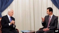 دیدار استفان دی میستورا نماینده ویژه دبیرکل سازمان ملل متحد در امور سوریه با بشار اسد رئیس جمهوری سوریه در دمشق - آرشیو