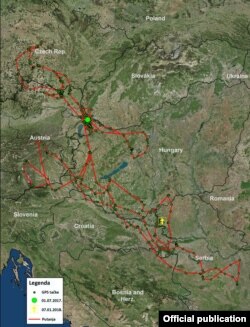 Kretanje stradalog orla krstaša (Foto: Društvo za zaštitu i proučavanje ptica Srbije)