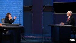 የዩናይትድ ስቴትስ ምክትል ፕሬዚደንት ማይክ ፔንስ እና የዴሞክራቲክ ፓርቲው ዕጩ የካሊፎርኒያዋ ሴኔተር ካመላ ሃሪስ ትናንት ረቡዕ ምሽት ዩታ ግዛት ሶልት ሌክ ሲቲ ውስጥ ክርክር ሲያካሂዱ