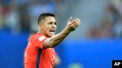 Alexis Sanchez lors de la finale de la Coupe des confédérations entre le Chili et l'Allemagne, Russie le 2 juillet 2017