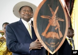FILE - Uganda's longtime President Yoweri Museveni attends his inauguration ceremony in the capital Kampala, May 12, 2017.