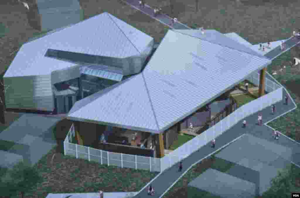 Artists drawing of a museum under construction on Yeonpyeong dedicated to the Nov. 23, 2010 artillery attack. (Photo: VOA / Steve Herman) 