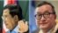 Prime Minister Hun Sen (left) and Sam Rainsy (right) president of the Cambodia National Rescue Party. (Reuters/Leng Len/VOA Khmer)
