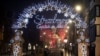 Christmas lightings are seen where the Christmas market usually takes place in Strasbourg, eastern France, Nov. 27, 2020. Due to the COVID-19 pandemic, the well-known festive market will not be taking place this year.