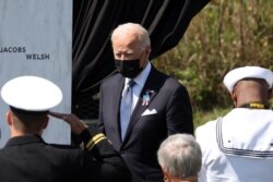 U.S. President Joe Biden arrives to visit the wall of the names of the victims on the 20th anniversary of the September 11, 2001 attacks at the Flight 93 National Memorial in Stoystown, Pennsylvania, U.S., September 11, 2021.